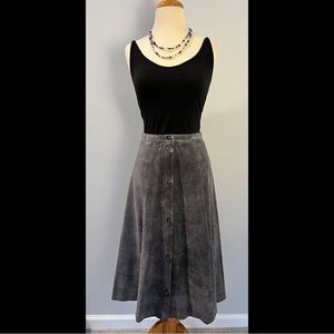Vintage Suede A-Line Skirt With Metal Hardware